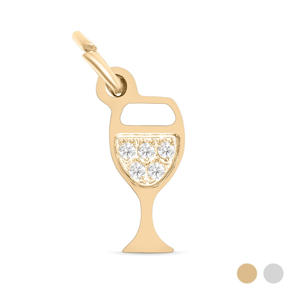 Gold CZ Wine Glass Charm