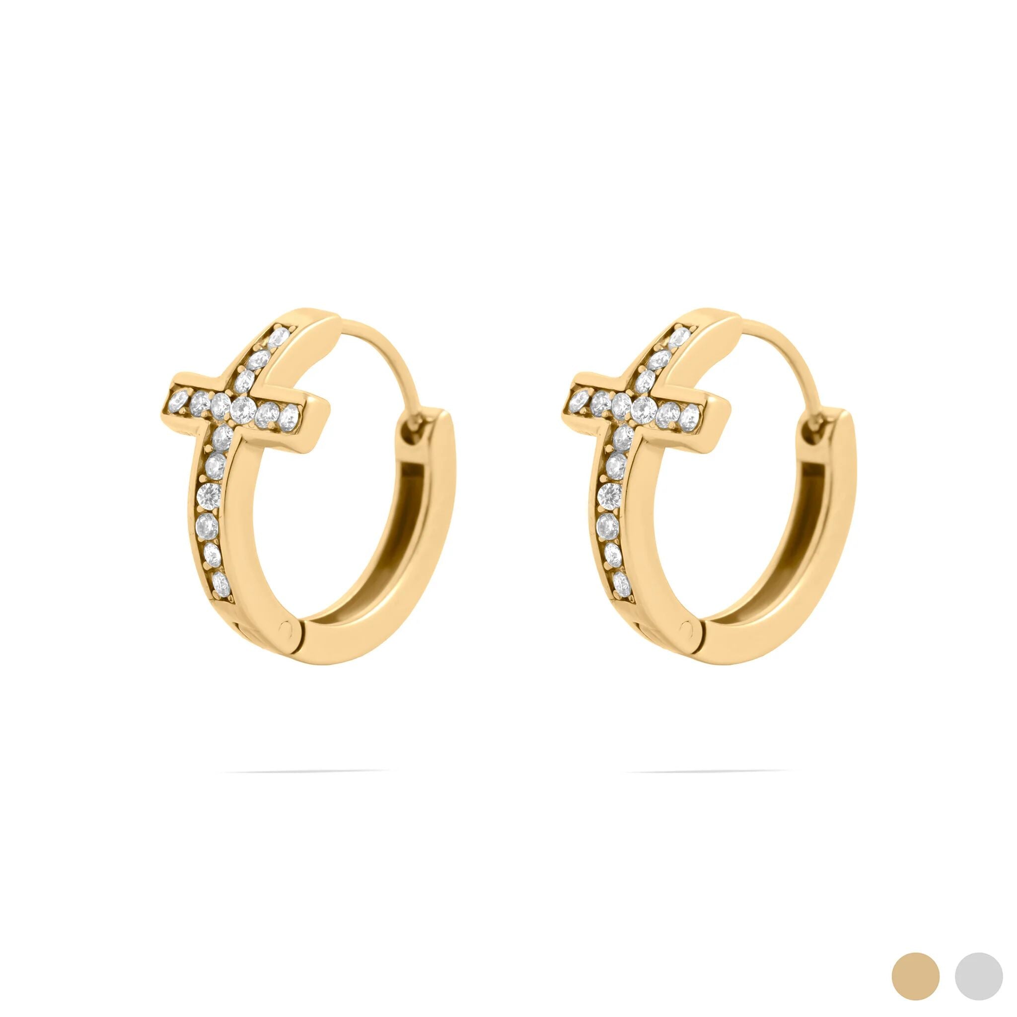 Cathedral Cross Huggie Earrings