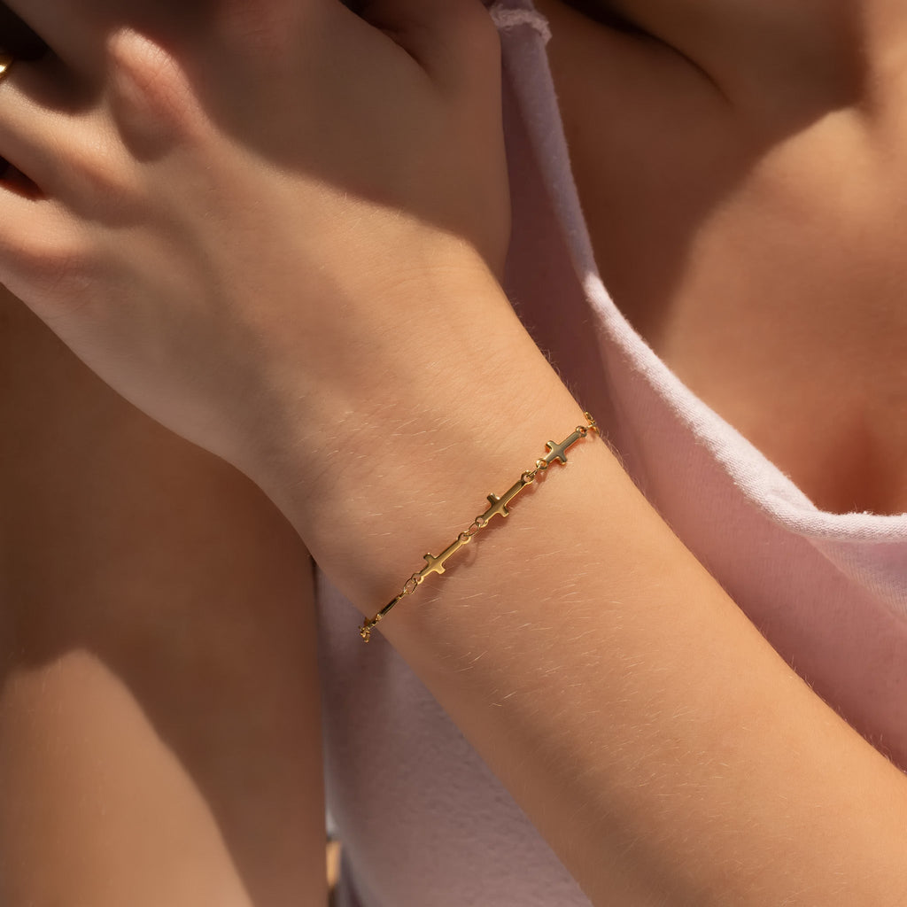 Cathedral Cross Charm Bracelet