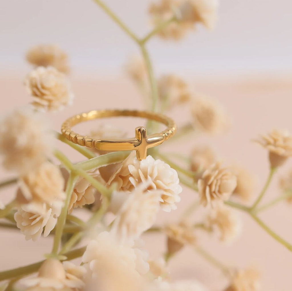 The Cathedral Beaded Cross Ring