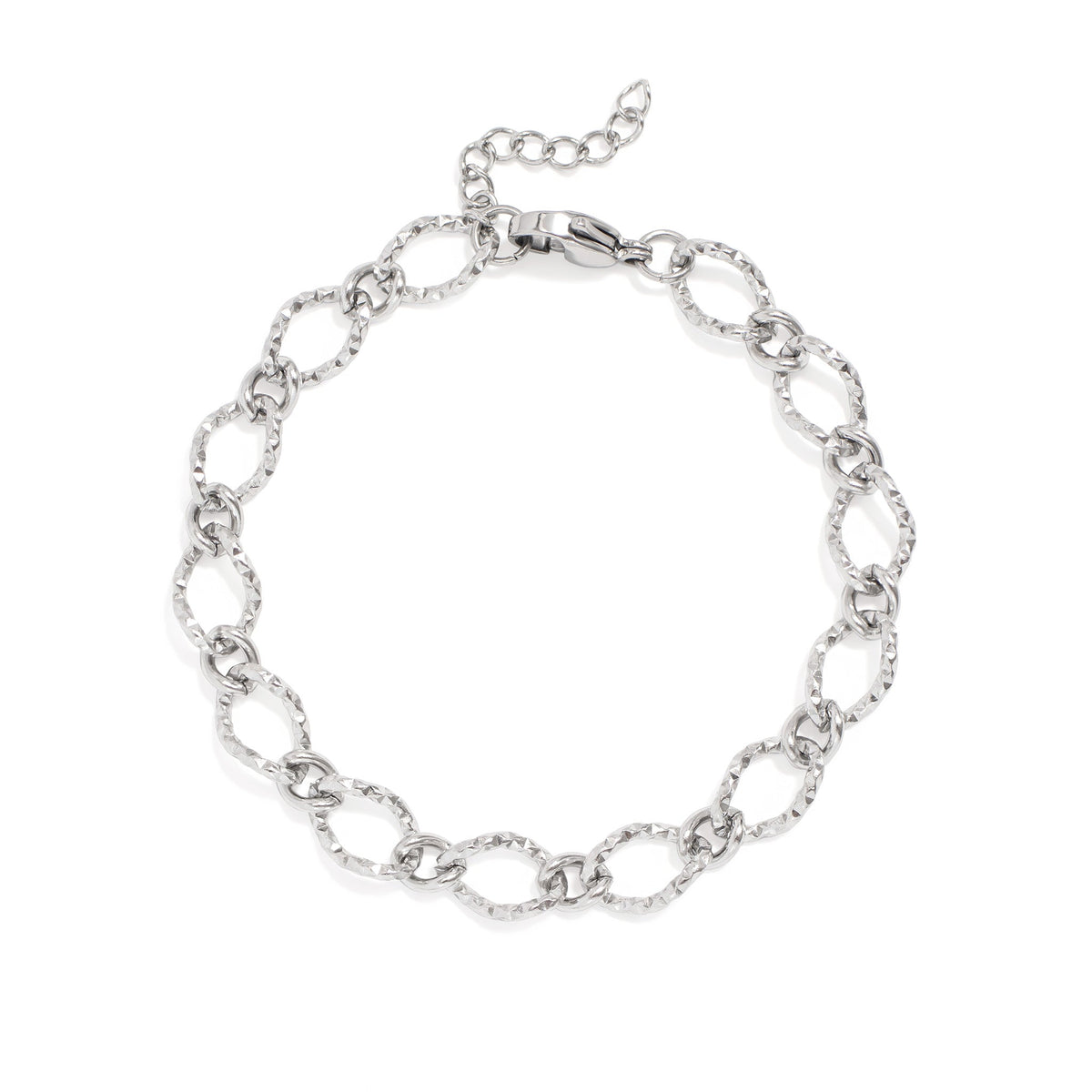 Coliseum Street Hammered Oval Link Bracelet from Garden District Jewelry, close-up detail photo