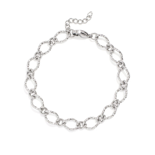 Coliseum Street Hammered Oval Link Bracelet from Garden District Jewelry, close-up detail photo