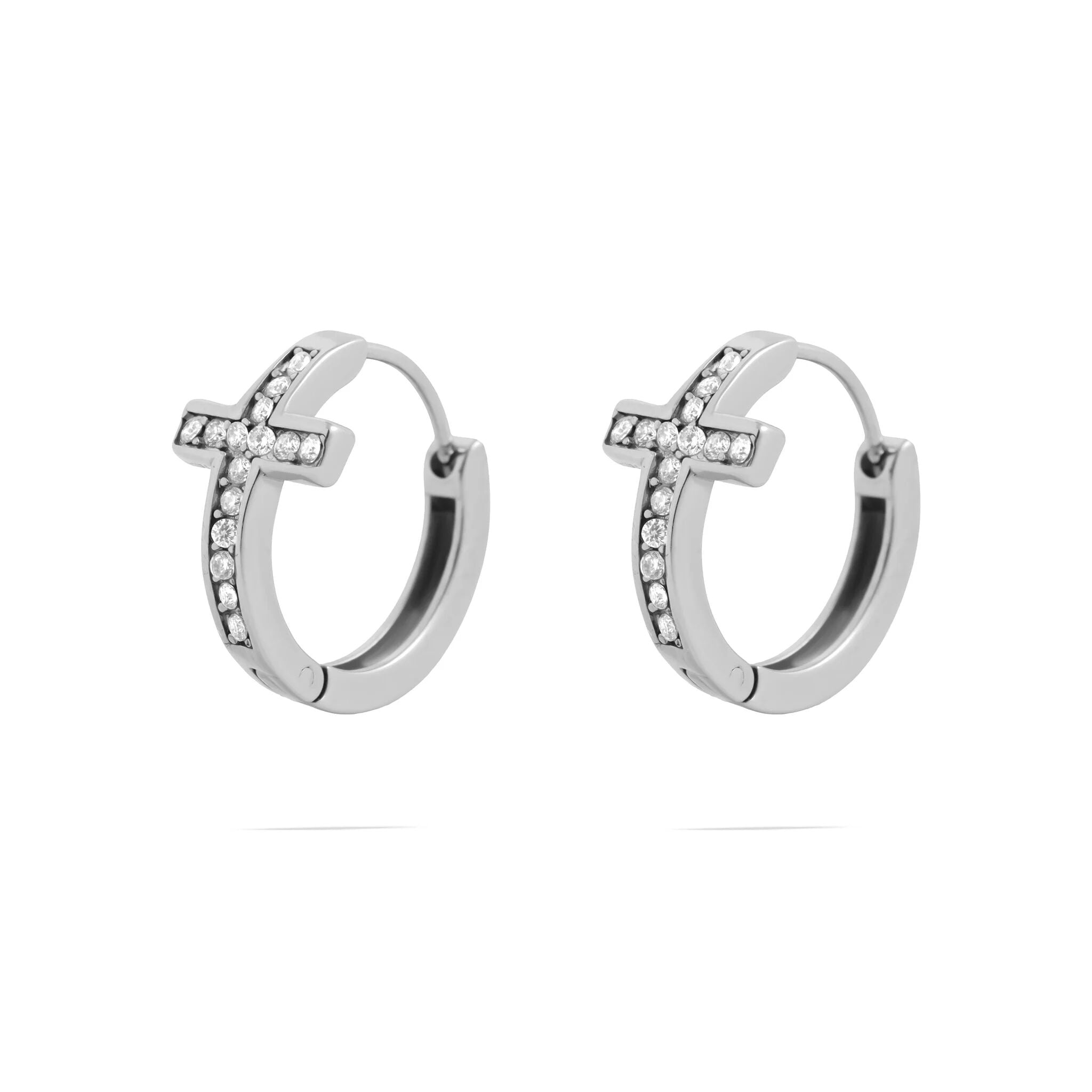 Cathedral Cross Huggie Earrings