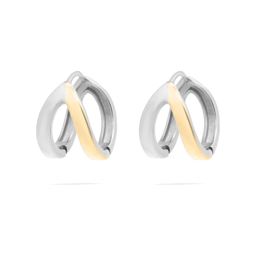 Camp Street Mixed Metal Split Hoop Earrings, two-tone gold and silver hoop earrings from Garden District Jewelry — product photo 1 of 3.