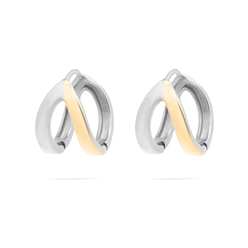 Camp Street Mixed Metal Split Hoop Earrings, two-tone gold and silver hoop earrings from Garden District Jewelry — product photo 1 of 3.