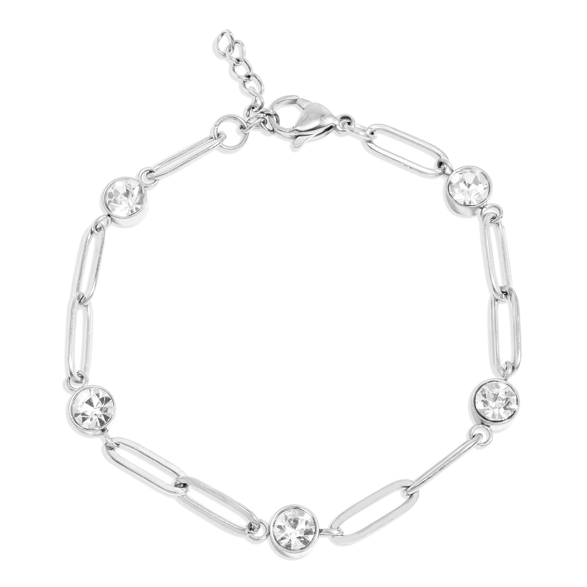 The Dream Collection Crystal Bracelet, a gold-plated chain bracelet from Garden District Jewelry — product photo 10 of 11.