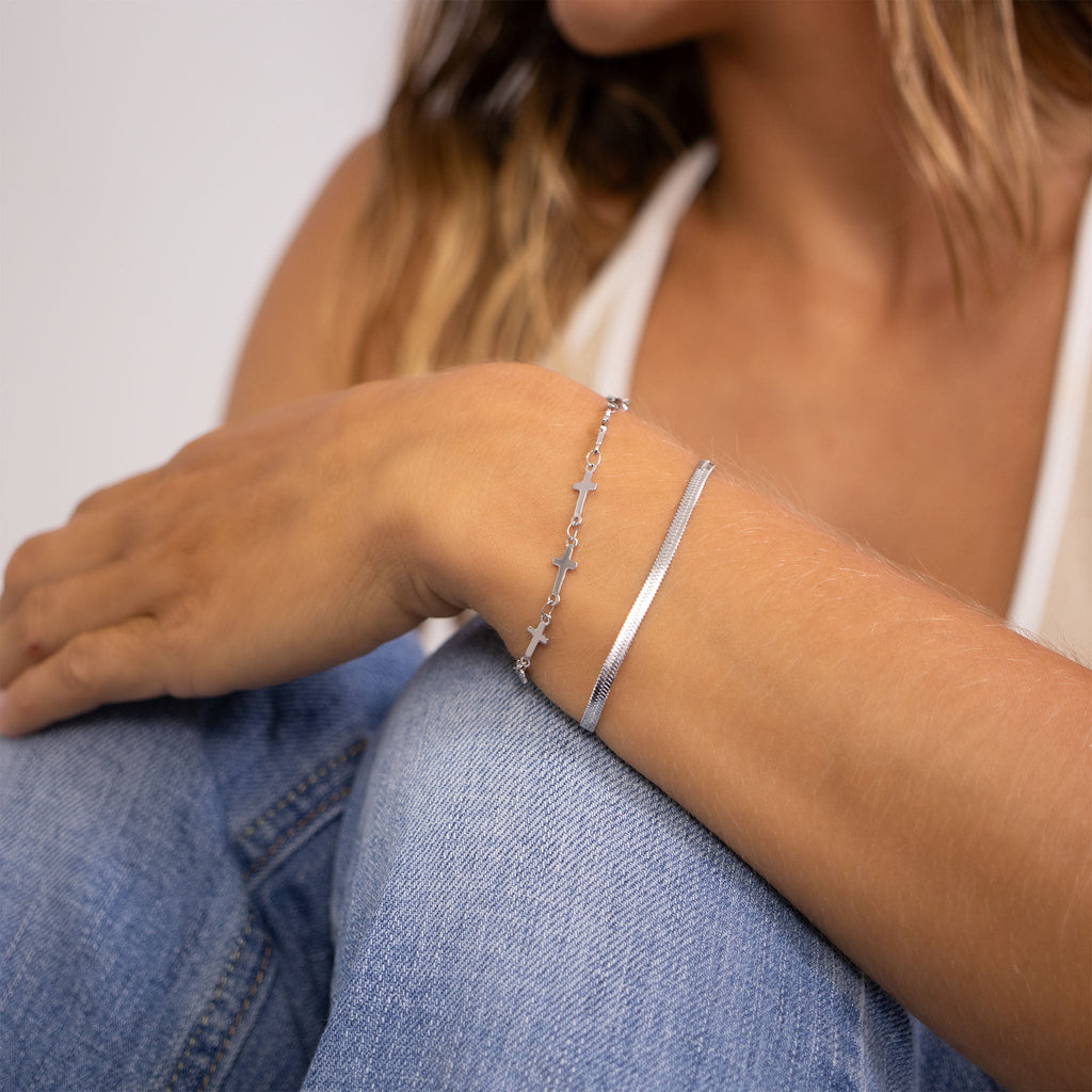 Cathedral Cross Charm Bracelet