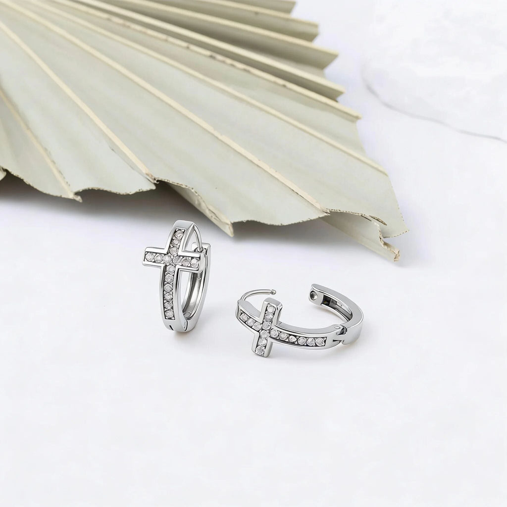 Cathedral Cross Huggie Earrings