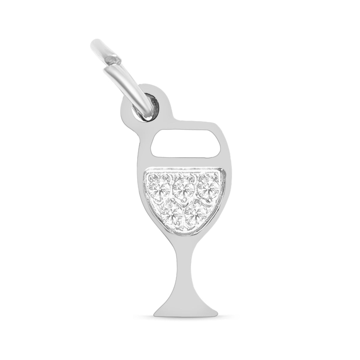 Silver CZ Wine Glass Charm