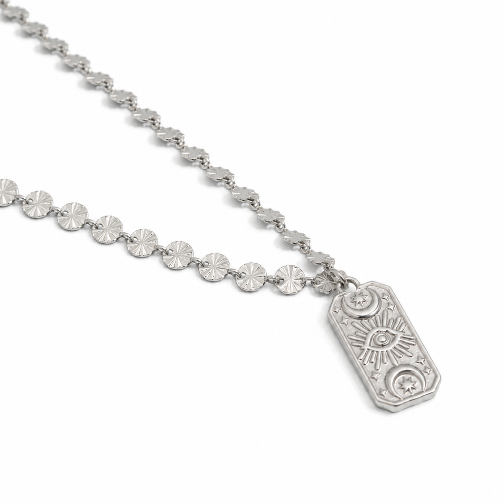 The Mayfair Pendant Necklace in silver, from Garden District Jewelry.